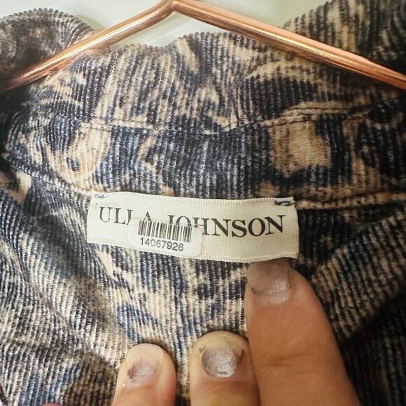 ULLA JOHNSON Lucinda Puff Sleeve Corduroy Button Collared Midi Dress Size 10 - Picture 12 of 14